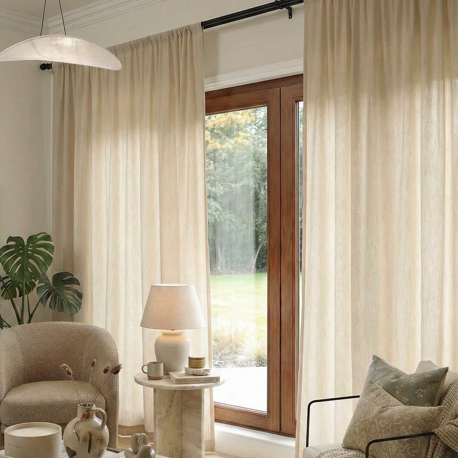 Oak Cotton Linen Semi-Blackout Curtain - Joydeco UK