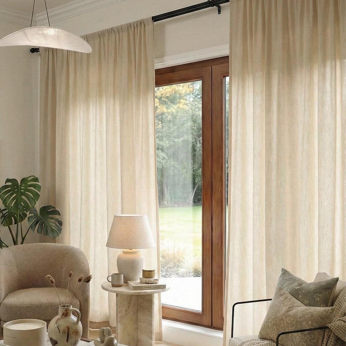 Oak Cotton Linen Semi-Blackout Curtain - Joydeco UK