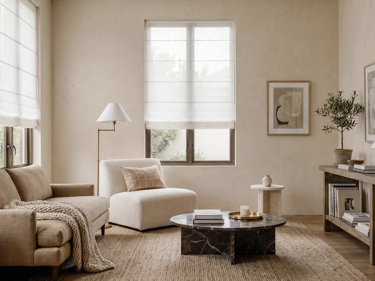 Rowan Light Filtering Linen Roman Blind - Joydeco UK