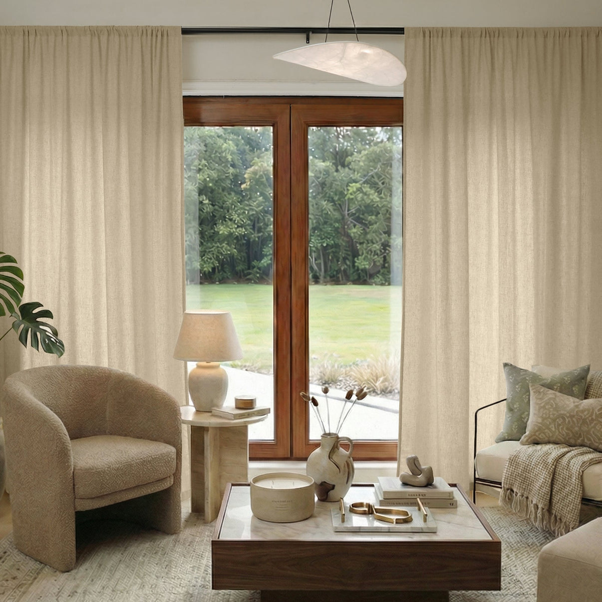 Oak Cotton Linen Semi-Blackout Curtain - Joydeco UK